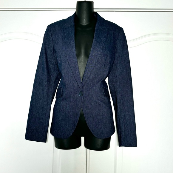 Express Editor Denim-Look Tailored Blazer NWT Medium Chic Polished Style $148 - Picture 5 of 10